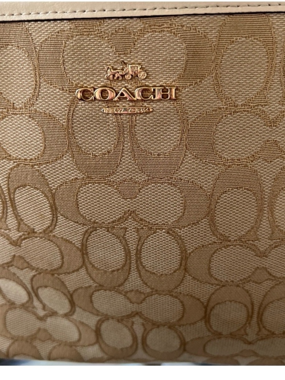 Coach Beige Signature Crossbody Bag - Neutral Canvas Shoulder Purse - Picture 12 of 12